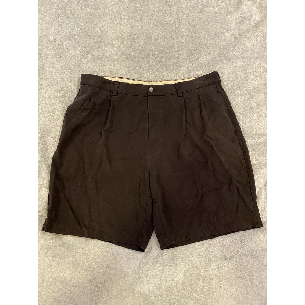 Tommy Bahama Shorts Men's Size 38 Black 100% Silk Pleated 9" Inseam